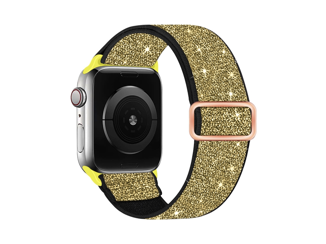Pulseira Elástica E Brilhante Para Iwatch Séries 11/10/9/ 8/7/6/5/4/3/2/ 1 E Se, Nos Tamanhos 38 Mm, 39 Mm, 40 Mm E 41 Mm Ouro Panoona