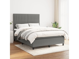 Vidaxl Cama Com Molas/colchão 140x190 Cm Tecido Cinzento-escuro