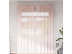 Vidaxl Cortinas De Voile Com Bolsos Para Varão 2 Pcs Rosa-claro