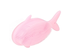 Pincel de Banho para Bebê Silicone Forma Baleia Rosa S/MARCA