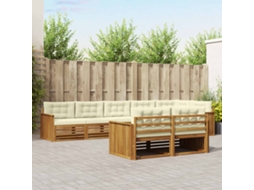 Vidaxl Conjunto De Sofás Para Exterior 8 Pcs Natural E Creme
