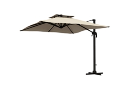 Guarda chuva de jardim 300x300 Cm, alumínio, manivela, giratório 360°, telhado duplo, caqui S/MARCA
