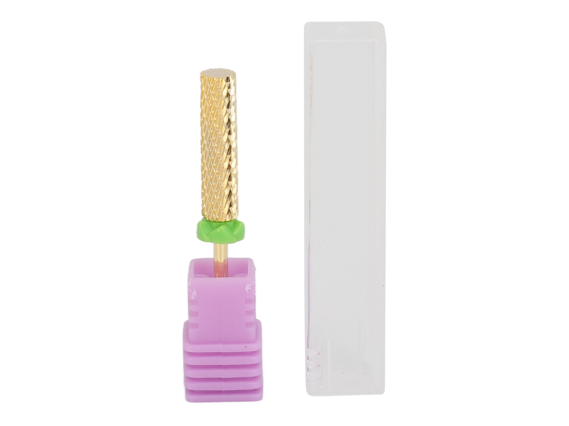 Broca de aço tungstênio para unhas com ponta plana para remoção de cutículas, manicure e pedicure, 130°C, ouro
