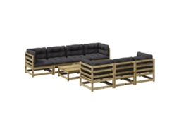 Maison Exclusive - 8 Pcs Conj. Sofás Jardim C/ Almofadões Madeira Pinho Impregnada