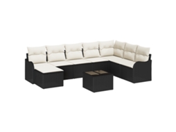 Conjunto 9 Sofá Modular Vidaxl Preto Vime Pe (287,5 X 177,5 X 69 Cm)