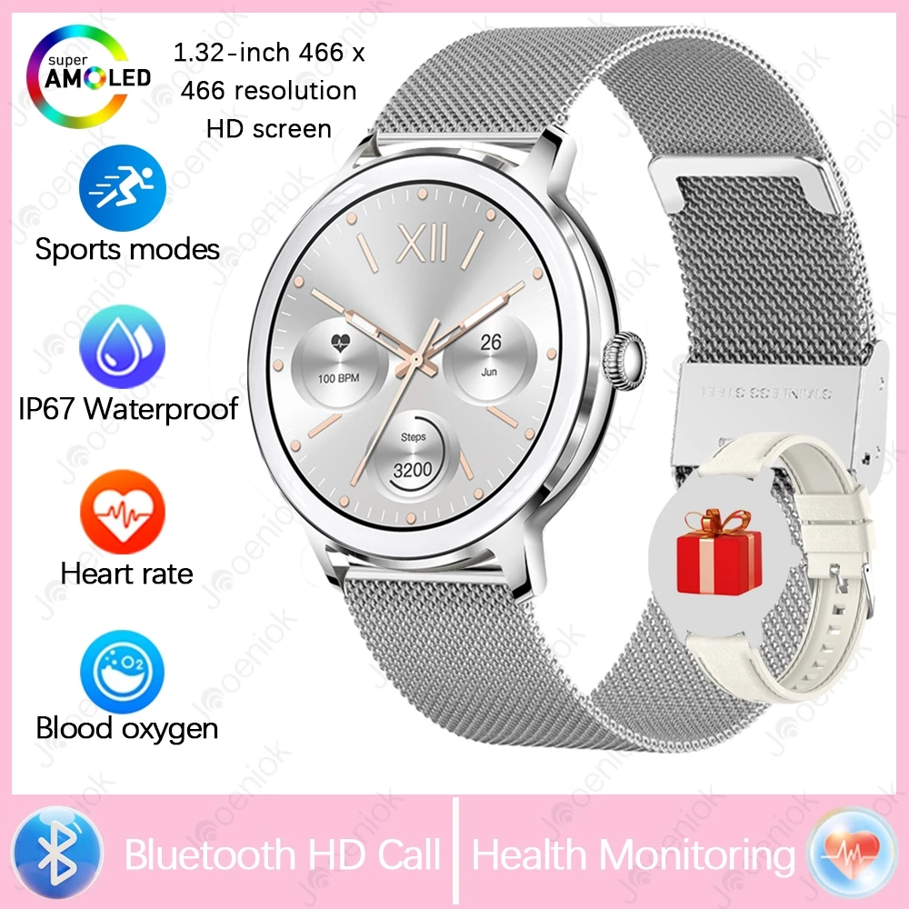 (pulseira De Malha Prateada) Smartwatch, Tela Esportiva Gps De 1,32 Polegadas, Chamadas Bluetooth