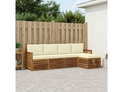Vidaxl Conjunto De Sofás Para Exterior 5 Unid. Natural E Creme