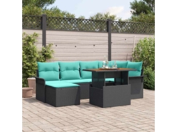 Vidaxl Conjunto De Sofá De Jardim 7 Unid. Preto Rattan Sintético