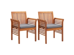 Vidaxl Cadeiras De Jantar Jardim C/ Almofadões 2 Pcs Madeira Acácia