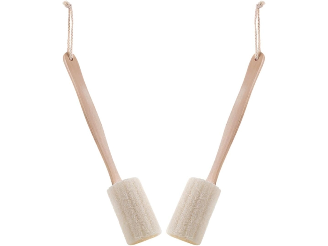 Lurelia Kit De 2 Buchas Vegetais De Banho De Cuidado Corporal, Cabo Longo, Cerdas Macias E Massagem Suave, Uso Diário Essencial