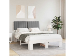 Vidaxl Estrutura De Cama Com Cabeceira Estofada Cinzento-claro