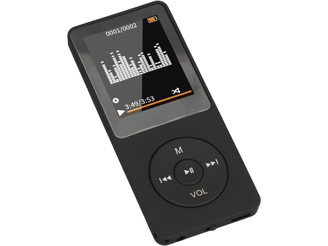 Reprodutor de MP3/MP4 de 64 GB, tela de 64 polegadas, portátil, reprodutor de música para esportes, sem perda de dados, com porta de carregamento de 1,8 polegadas, preto