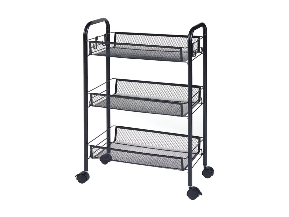 Carro de Cozinha Tromsø com 3 Cestos em Aço 63X44X26Cm Preto [EN.CASA]