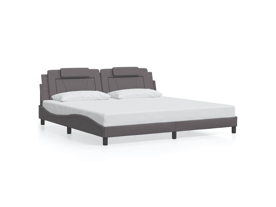 Estrutura de Cama Viana Sem Colchão Couro Artificial Cinzento MAISON EXCLUSIVE (200x200 cm)