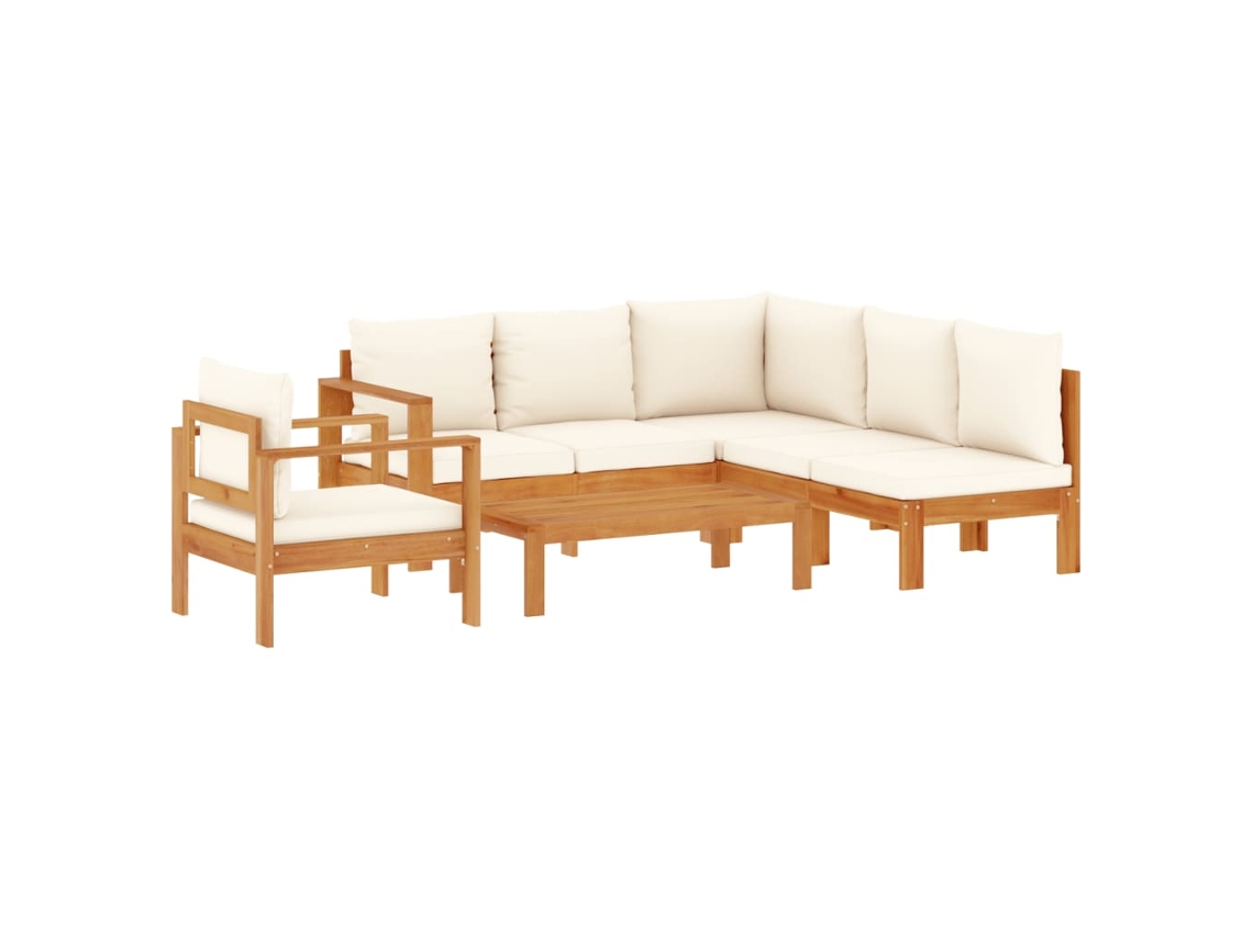 Maison Exclusive - Conjunto de Sofá de Jardim 5 Peças com Almofadões Acácia Maciça