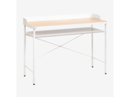 Sklum Secretária 120x50 Cm Em Aço E Mdf Kerobert Mdf Branco Marfim - Madeira Natural