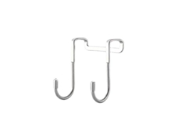 Ganchos duplos para portas de guarda-roupa em aço inoxidável (2 peças, Prateado, Adequado para diversos cenários)