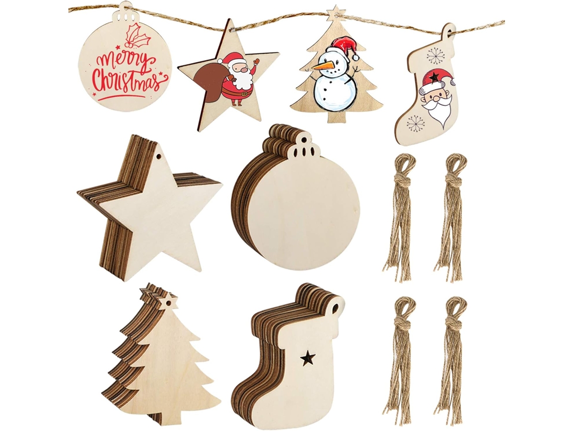 Fatias De Madeira Inacabadas, Enfeites De Natal De Madeira Para Artesanato Criativo De Natal Diy, Superfície Lisa Ideal Para Escrever, Desenhar, Pinta
