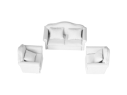 Mali conjunto de 3 Sofás Miniatura Casa de Bonecas 1:12 Branco Simulação Madeira Decoração