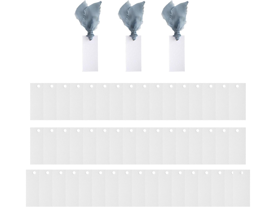 Conjunto de Decoração para Festas Artesanais com 50 Cartões de Lugar em Branco e 3 Rolos de Fita. SFUSHOS
