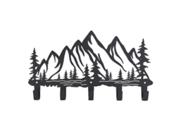Decoração de Parede em Metal com Gancho na Extremidade, Cabide para Casacos e Porta chaves: Preto BRILVIBERA