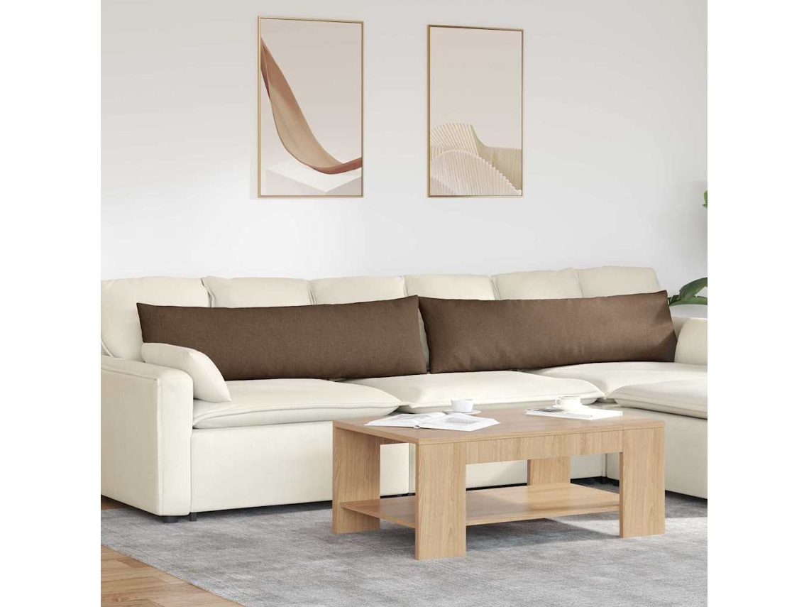 Vidaxl Travesseiros De Sofá 2 Pcs Castanho 145 X 40 Cm Tecido