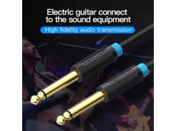 Vention Aux Guitar Cable 6.5 Jack Audio Cable 6.35Mm Aux Cable For Stereo Guitar Mixer Amplifier Speaker Black