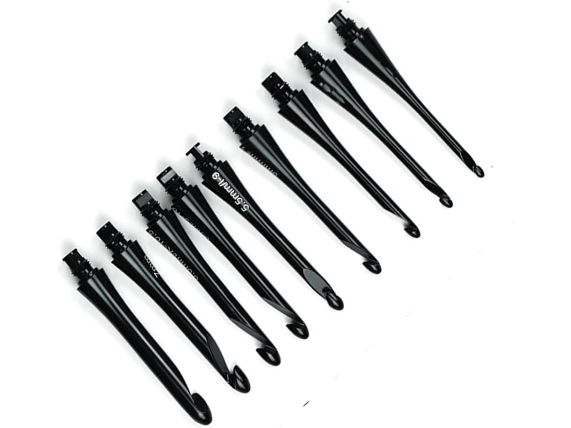 Conjunto De 9 Agulhas De Crochê De Alumínio Com Cabo Ergonômico E Compartimento Para Armazenamento.