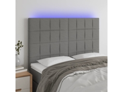 Vidaxl Cabeceira De Cama C/ Led Tecido 144x5x118/128 Cm Cinza-escuro