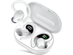 Fones Esportivos Brancos, Bluetooth 5.4, 68h, Tela Led, 4 Microfones, Ip7, Clipes ZYBLSSBB