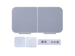 Caja de Maquillaje Colgante com Tampa Abrível Organizador Lavável para Algodões e Discos de Algodão Banho Branco Cinza