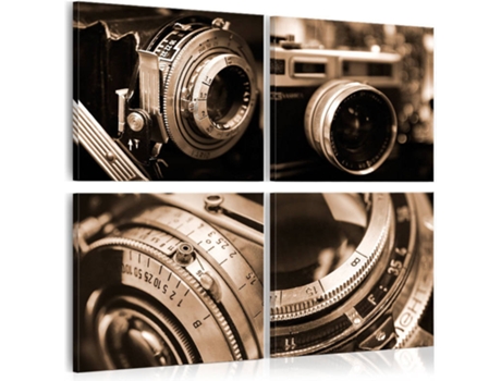 Quadro ARTGEIST Retro Cameras - Sepia (90 x 90 cm)