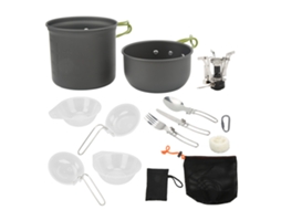 Mali kit de Panelas para Camping Portátil Conjunto de Utensílios de Cozinha Ao Ar Livre com Estufa e Organizador
