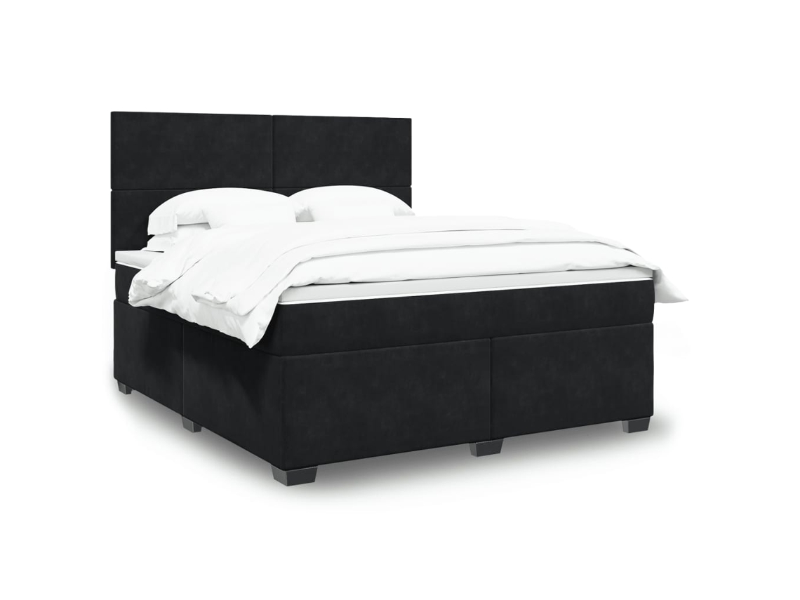 Cama Com Molas/colchão 180x200 Cm Veludo Preto