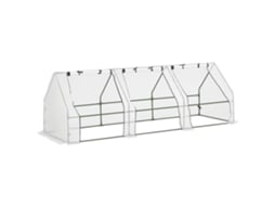 Estufa Túnel Pe para Plantas e Flores com Bordas Estendidas e Portas Articuladas, 270x90x90cm, Branca BTFORUS