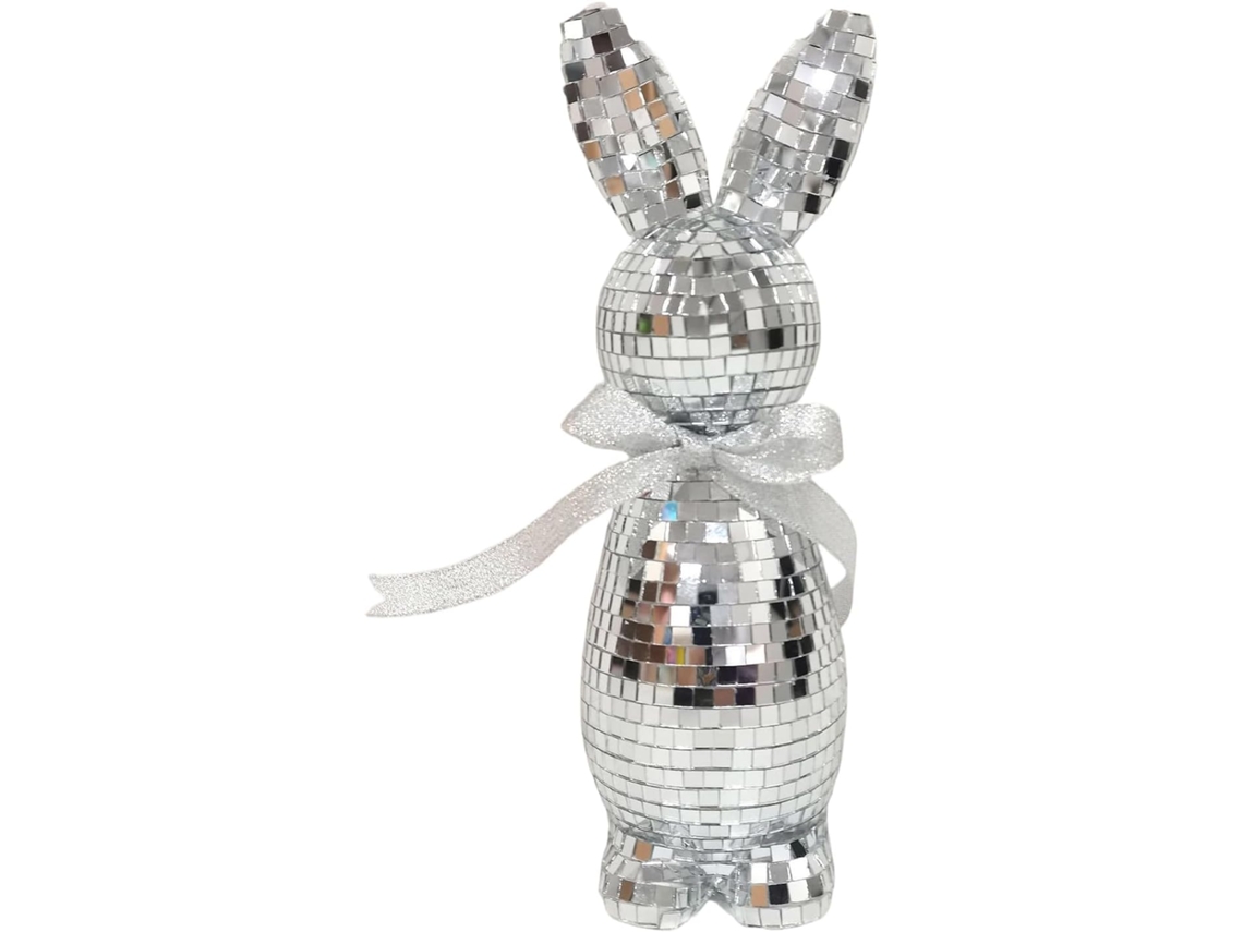 Estátua Ornamental De Coelho Com Bola De Discoteca Da Páscoa |