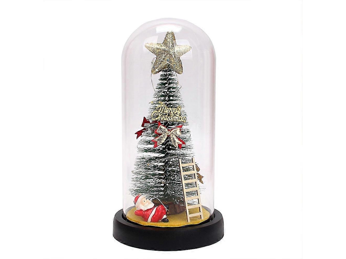 Árvore De Natal Em Cúpula De Vidro, Pequena Árvore De Natal Iluminada Para Decoração De Mesa, Mini Árvore De Natal Brilhante Com E Aquaforge