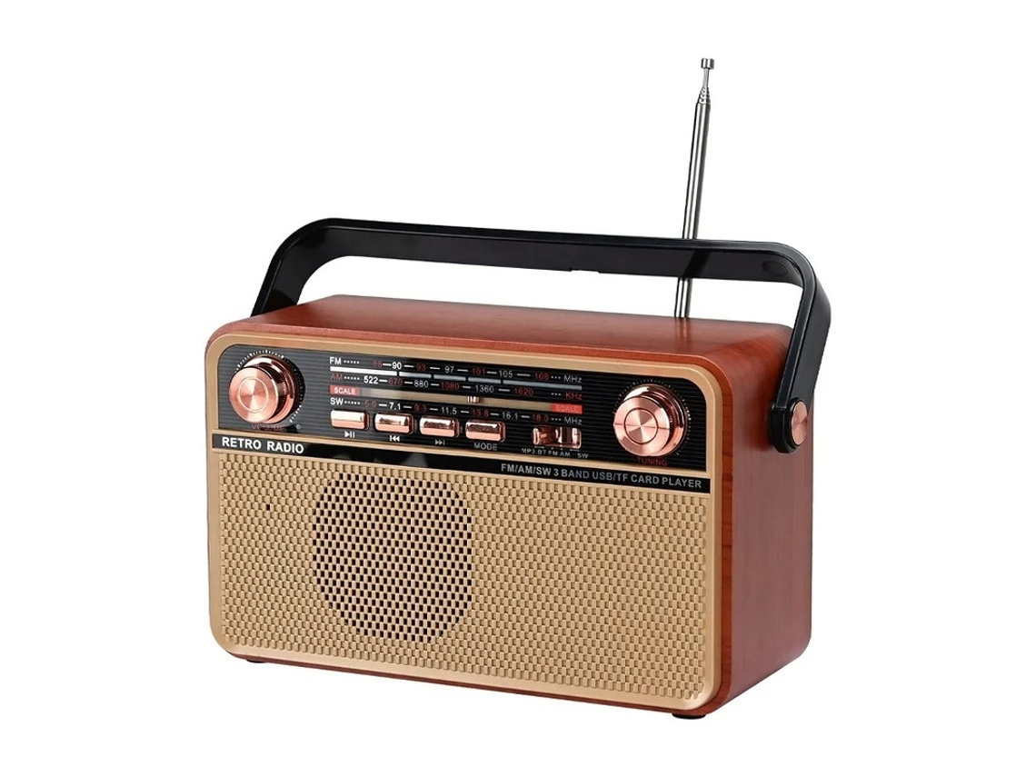 Rádio Estéreo Portátil Bluetooth Fm Am Sw Disco Usb Com Suporte Cartão Usb/tf Entrada Aux Reprodução De Música Com Bateria Recarregável Yizhood