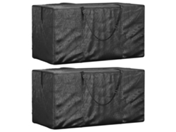 Vidaxl Sacos De Arrumação P/ Almofadões Jardim 2 Pcs Polietileno Preto