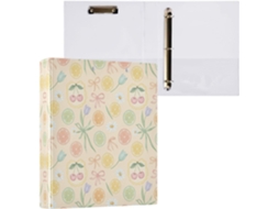 Pasta de 3 Argolas para Tamanho Carta , com Lindas Estampas Coloridas Limões e Cerejas Pranche (27,9 X 21,6 Cm)