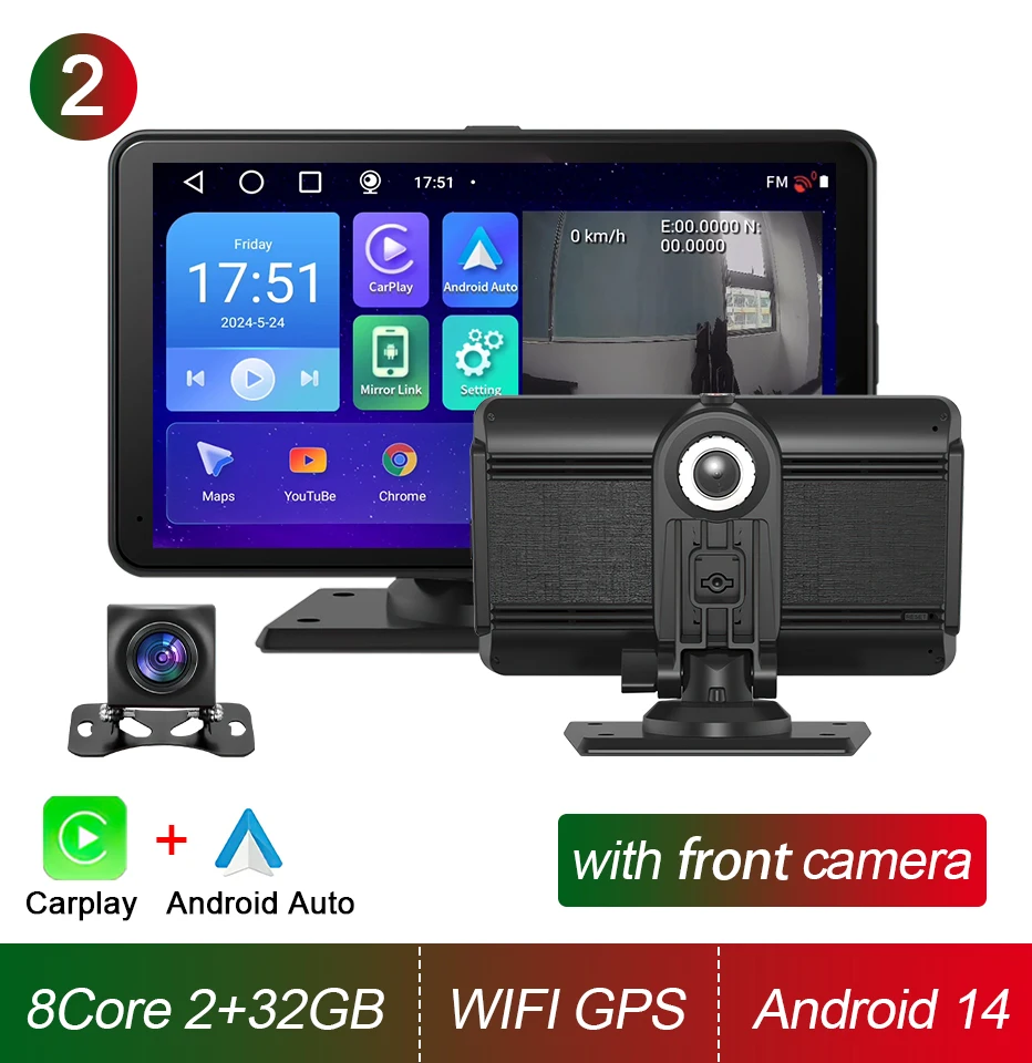 (dvr-32gb-ahd) Dvr Automotivo Android De 14 Bits, Com Processador Octa-core, Carplay, Navegação E Multimídia.