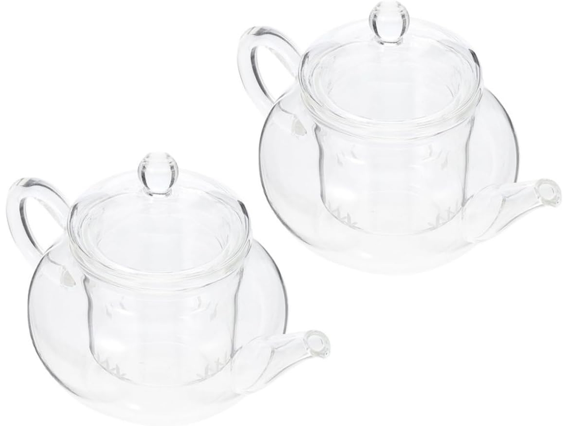 Bule De Vidro Com Infusor, 250ml, Conjunto Com 2 Unidades, Alça Ergonômica