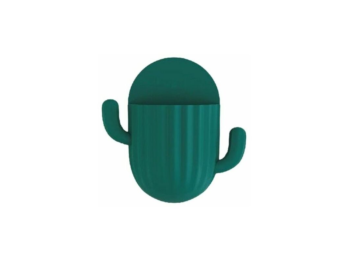 Suporte Escova Dentes Parede Autoadesivo Formato Cacto Abs 14 5cm Verde Banheiro