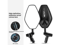 Fibra Carbono west Biking Espelho Retrovisor Esquerdo Antirreflexo Hd Ciclismo Ajustável Elétrica Scooter Motocicleta