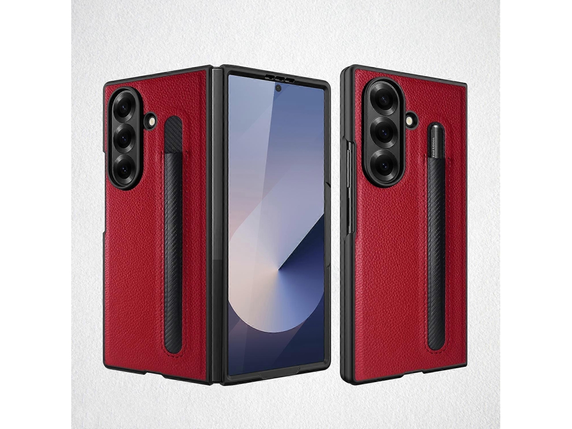 Capa De Celular Com Pele De Lichia Integrada E Compartimento Para Caneta, Sem Caneta, Para Samsung Galaxy Z Fold7 5g