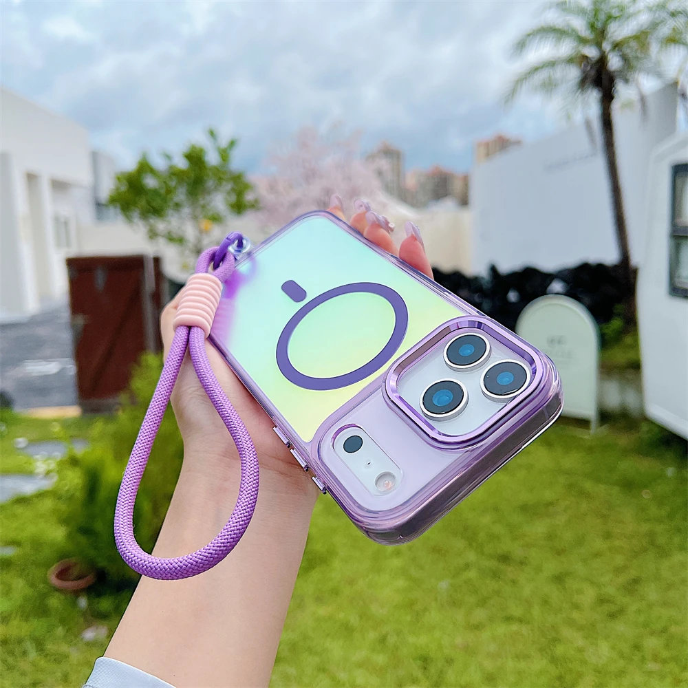 (roxo, Iphone 16e) Capa Protetora Magnética De Alta Qualidade, Resistente A Impactos, Com Carregamento Sem Fio E Cordão.