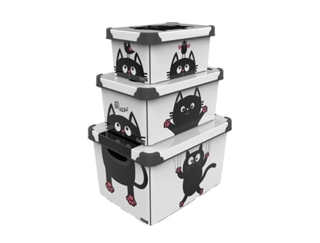 Conjunto de 3 Caixas de Arrumação MYDEKOR (22+10+5 L)