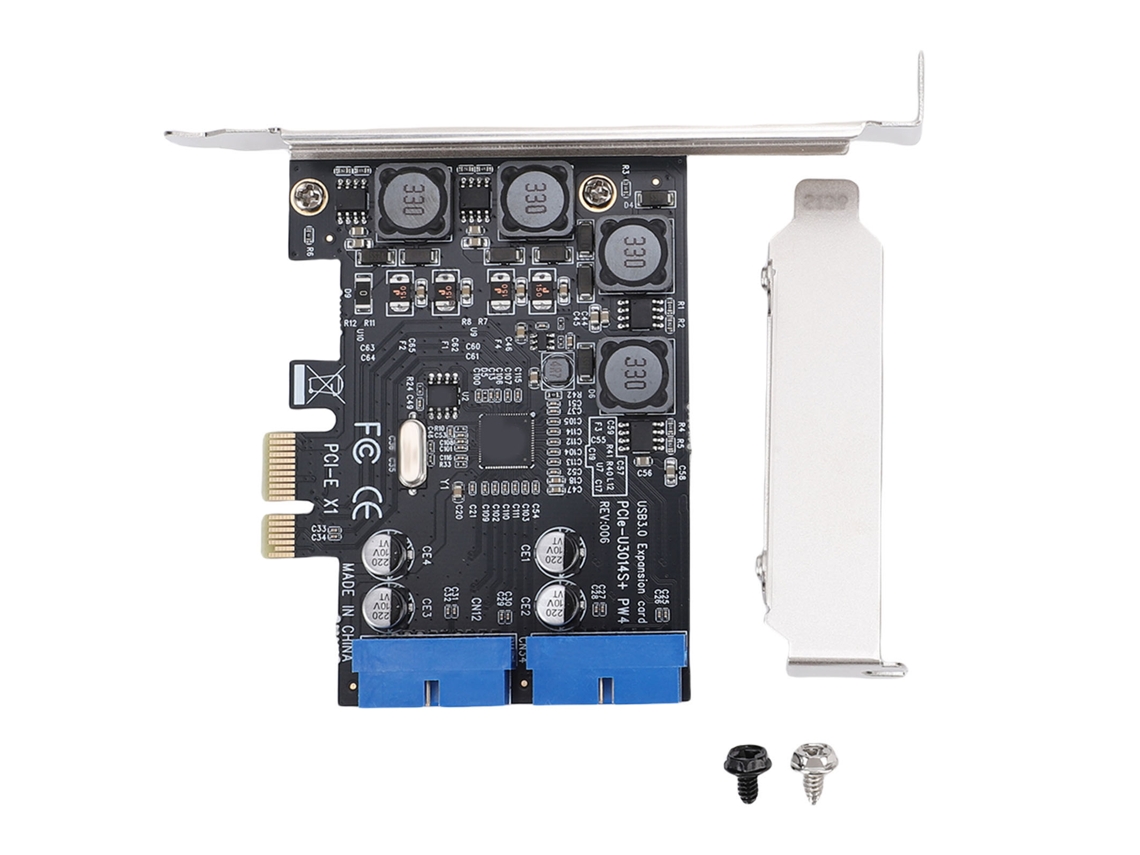 Placa De Expansão Pcie Para 2 Portas 19 Pinos Usb 3.0 Com Conector Dual 19 Pinos