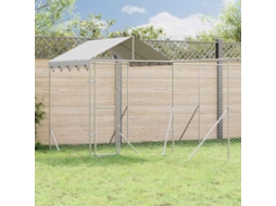 Vidaxl Canil De Exterior Com Teto 10x6x2,5 M Aço Galvanizado Prateado