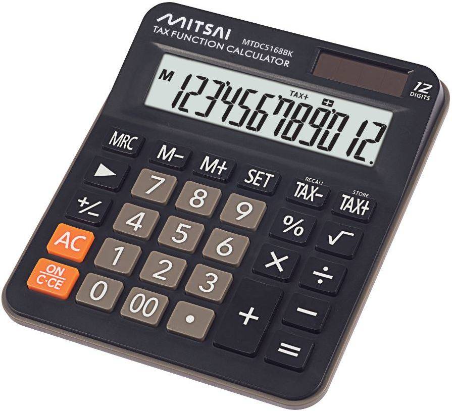 Calculadora Básica Tax MITSAI PR Preto (12 dígitos)
